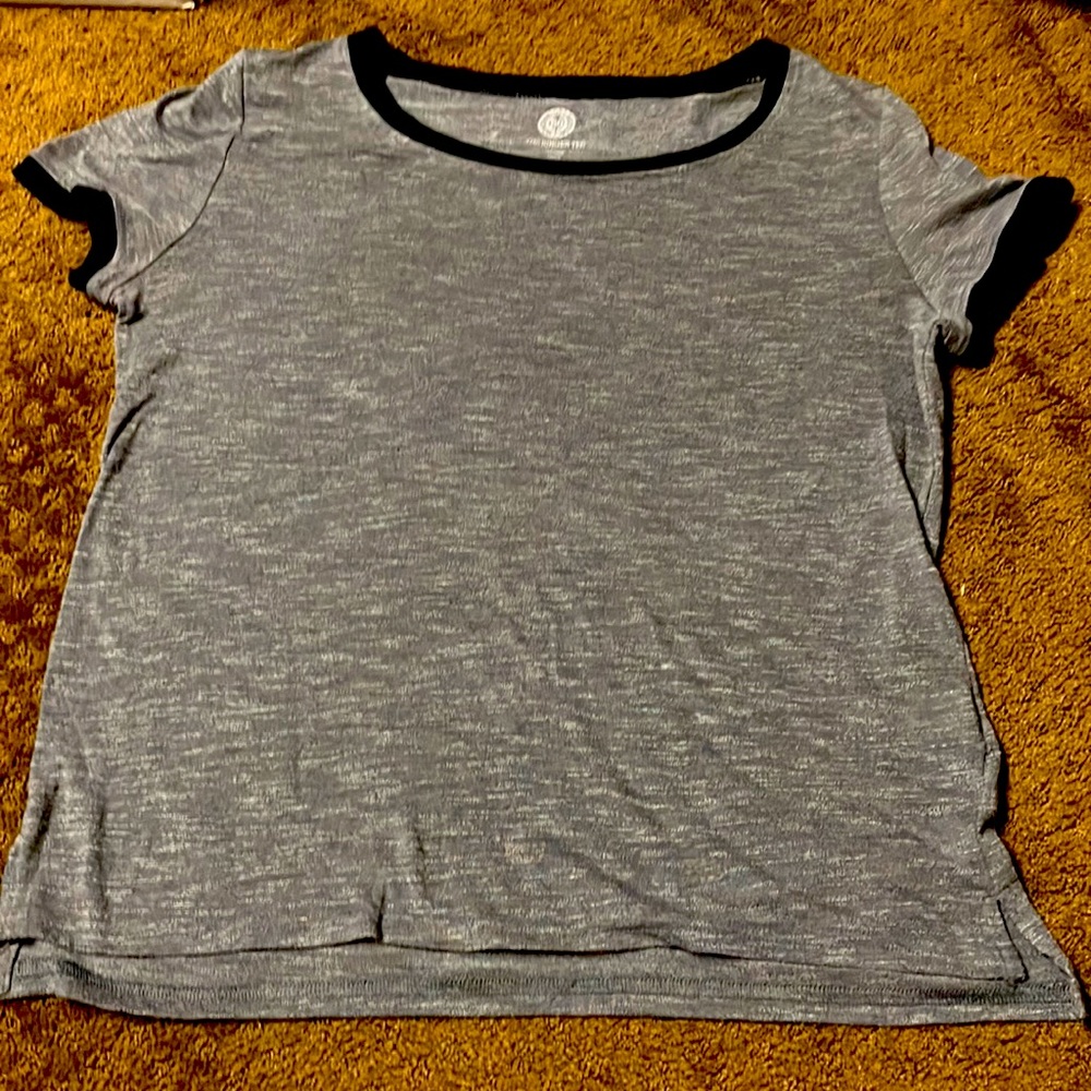 Ringer Tee SMALL by SO gray & black short sleeve